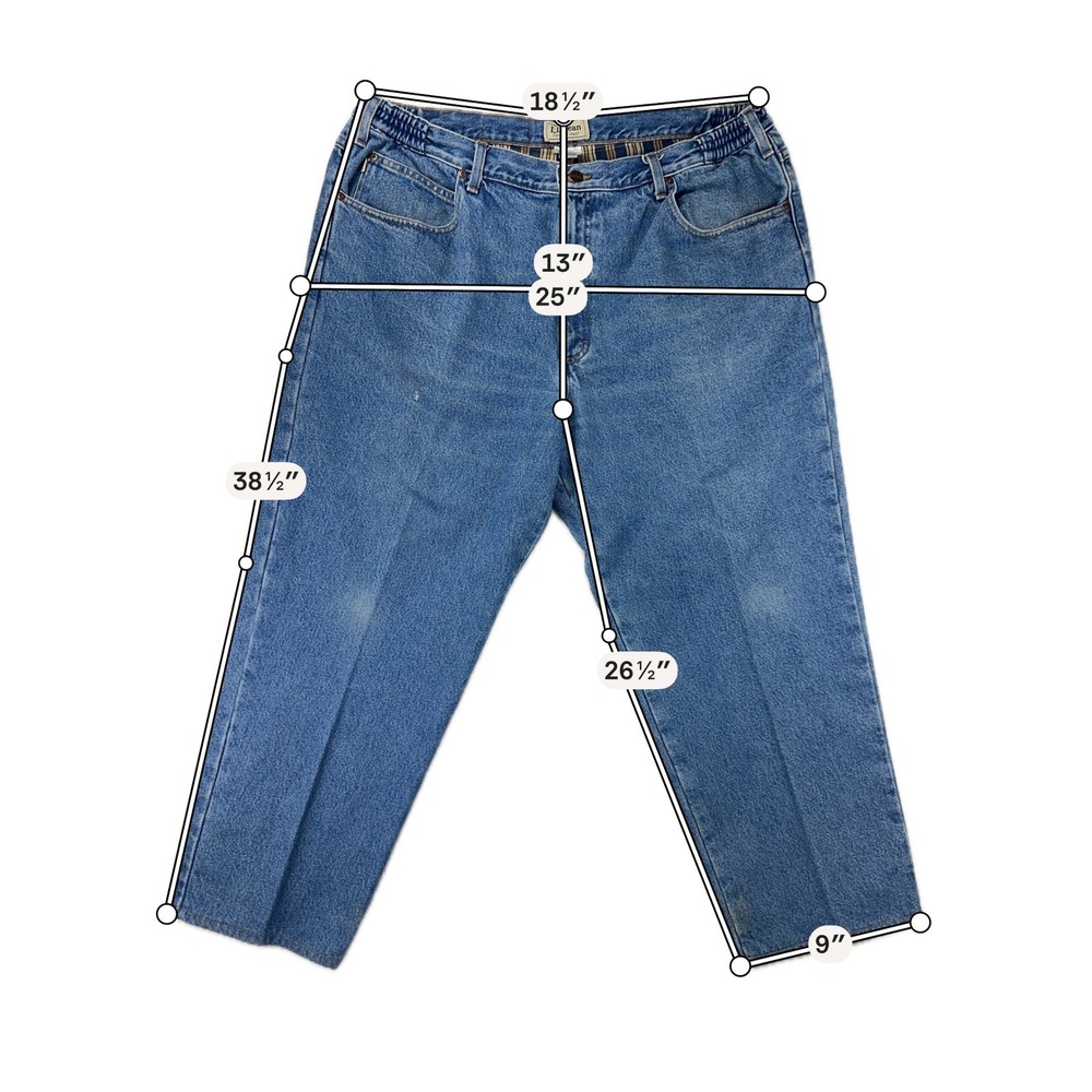 LL Bean Flannel Lined Jeans Mens Comfort Waist 42x29‎ Blue Relaxed Straight Y2K - Picture 13 of 13